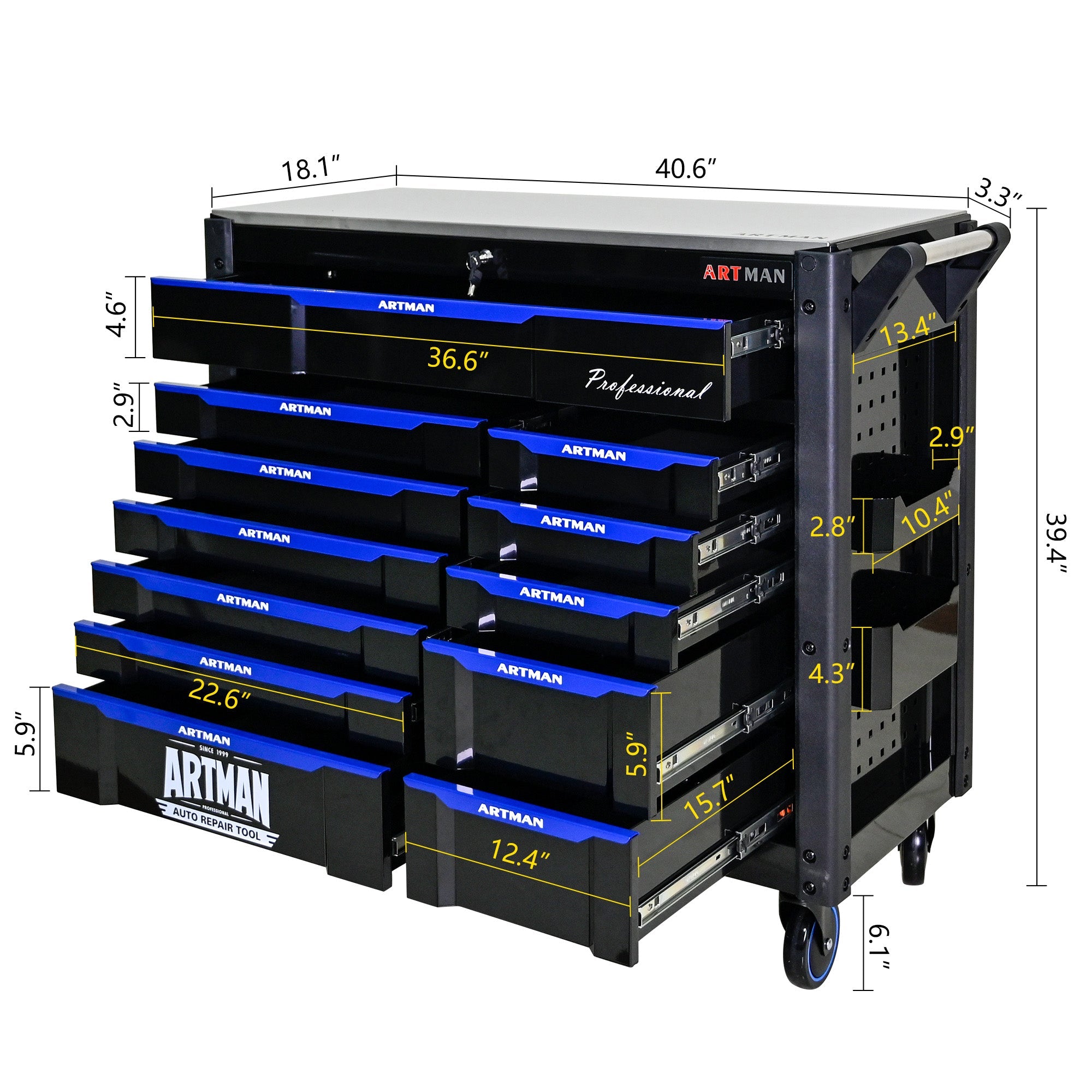 12-Layer Drawer Tool Trolley with Wheels