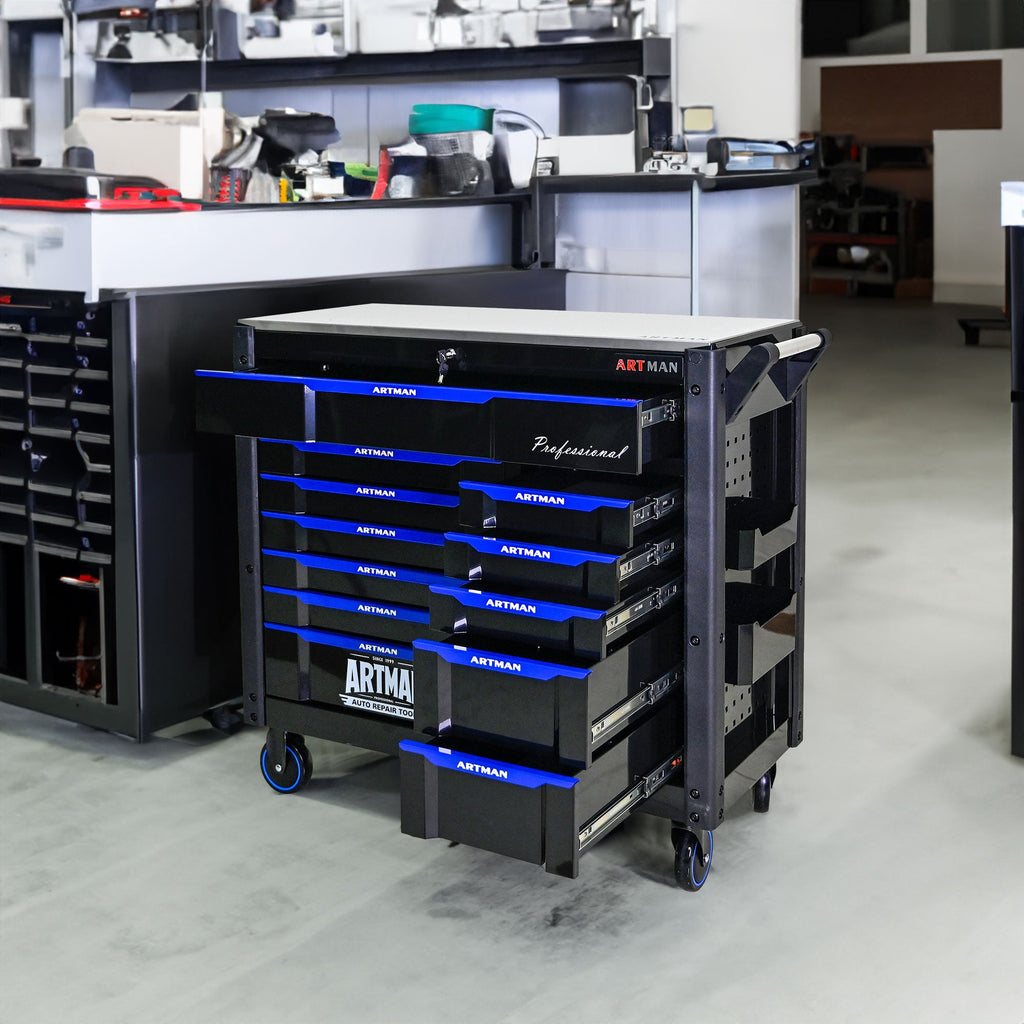 12-Layer Drawer Tool Trolley with Wheels