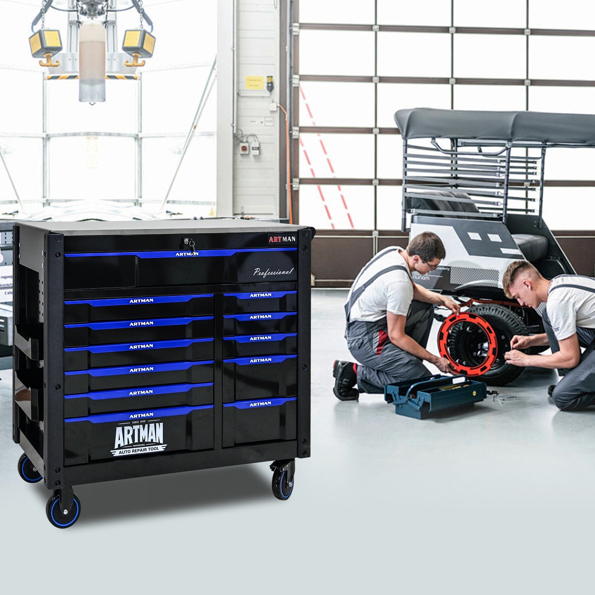 12-Layer Drawer Tool Trolley with Wheels